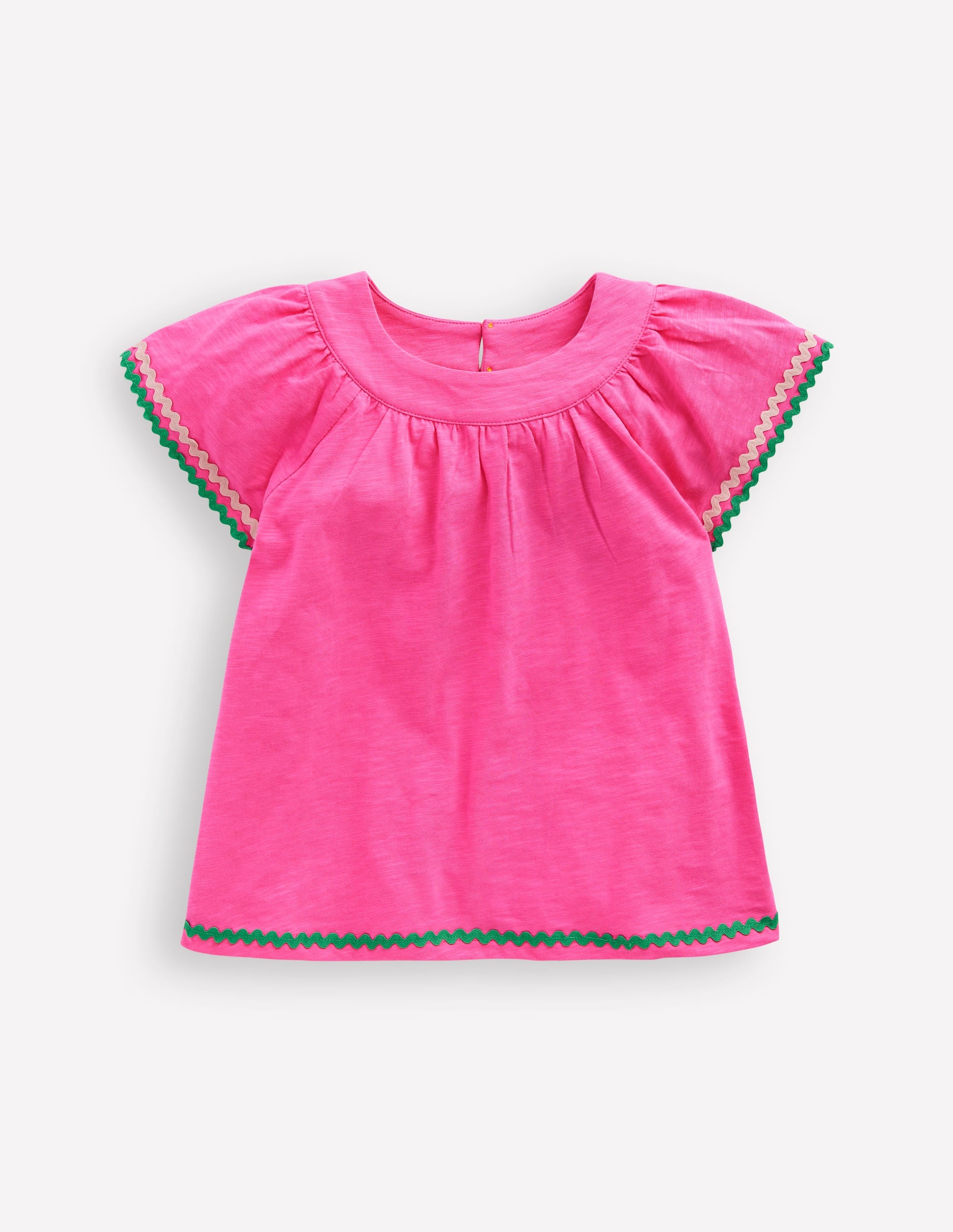 Trim Detail Pretty Top-Sorbet Pink - Image 1