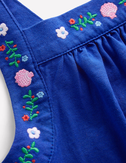 Embroidered Sleeveless Top-Gallery Blue-3