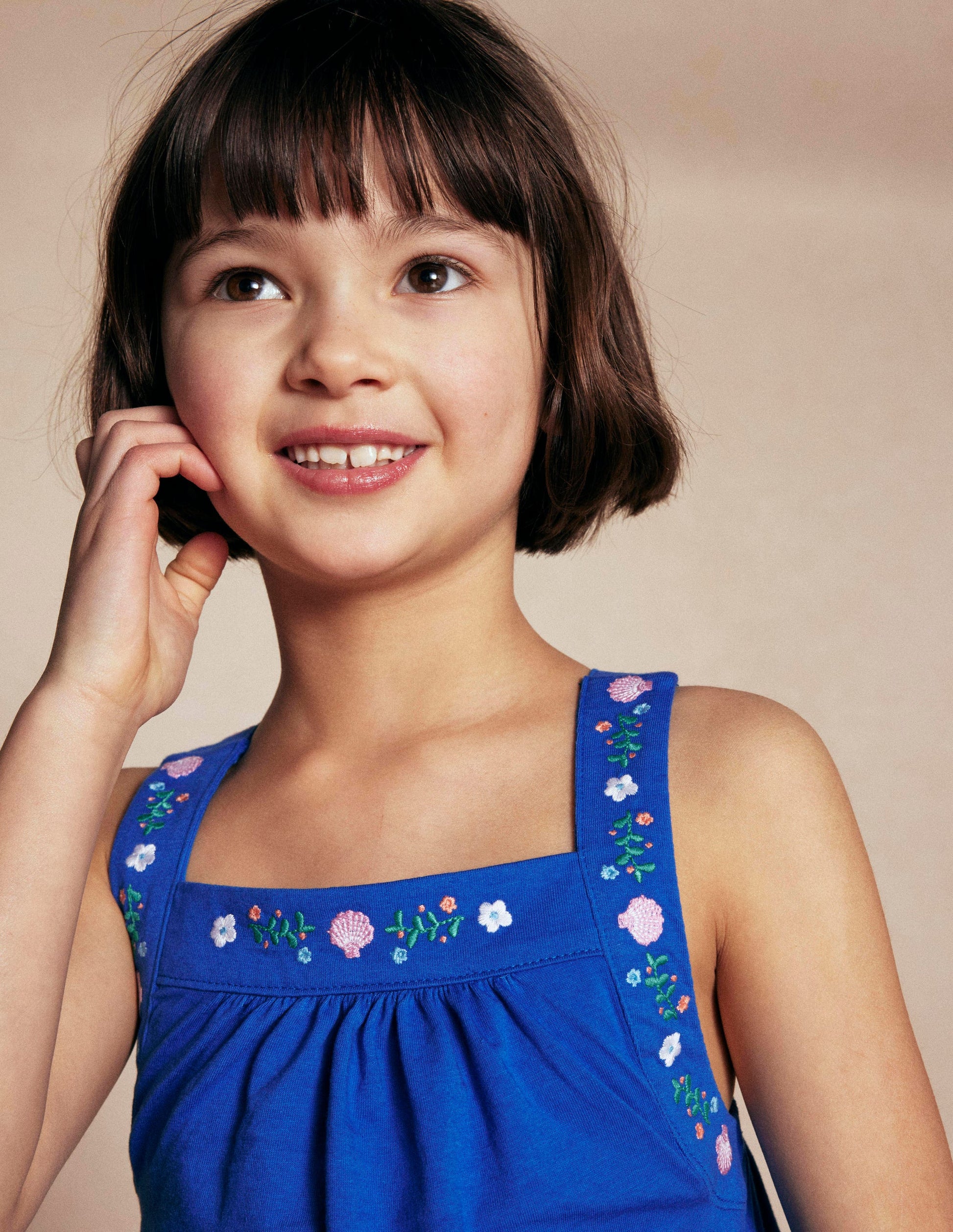 Embroidered Sleeveless Top-Gallery Blue-4