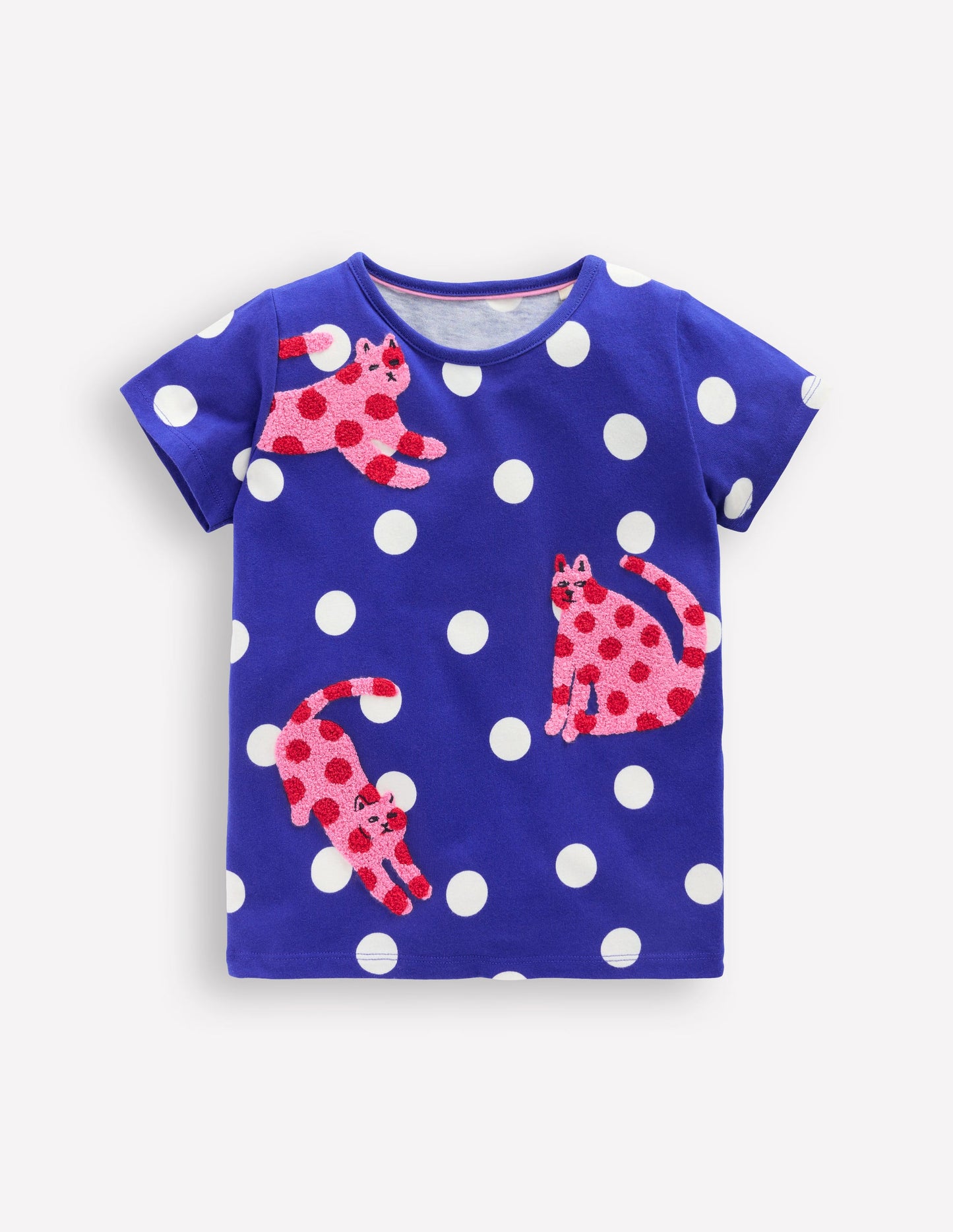 Bay Boucle T-Shirt-Bright Blue Spotty Cats