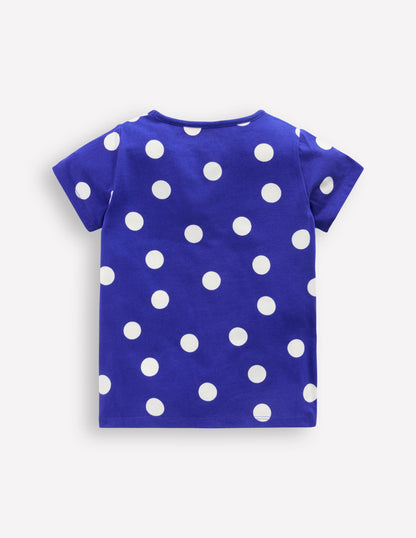 Bay Boucle T-Shirt-Bright Blue Spotty Cats-2