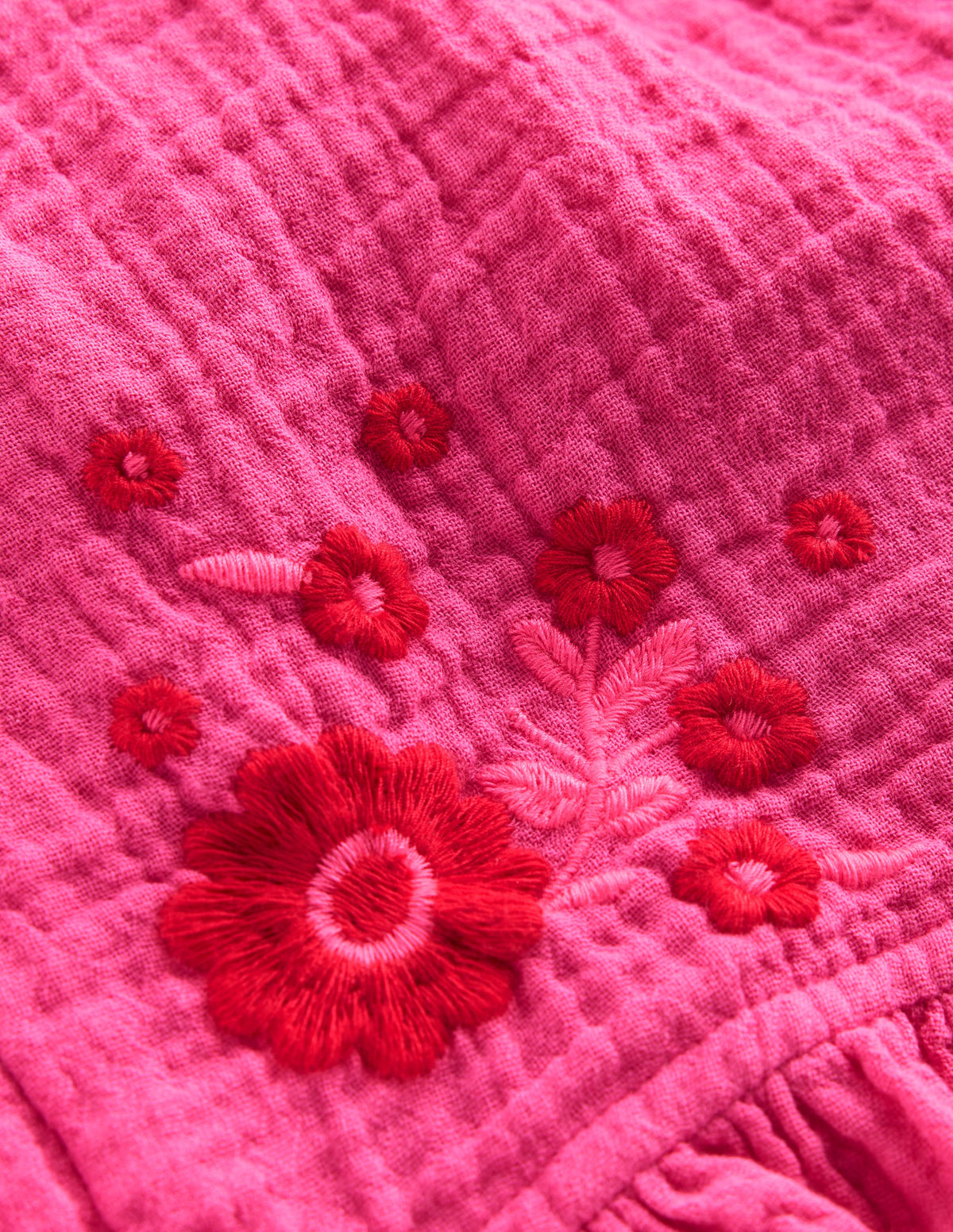 Double Cloth Frill Hem Shorts-Sorbet Pink Embroidered - Image 3