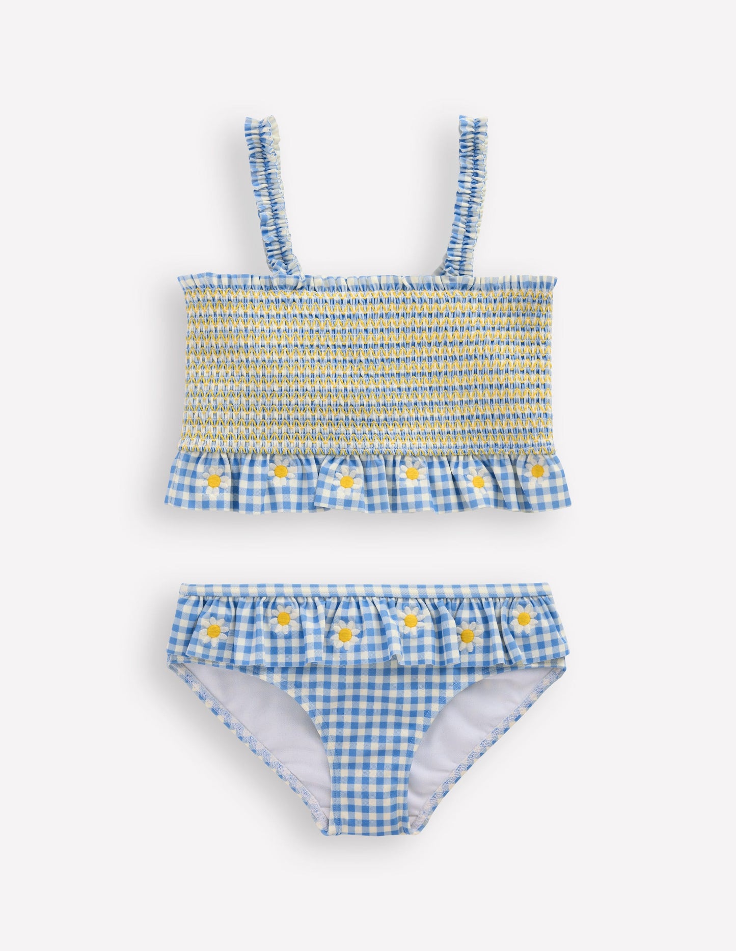 Pretty Peplum Bikini-Smocked Gingham Daisy