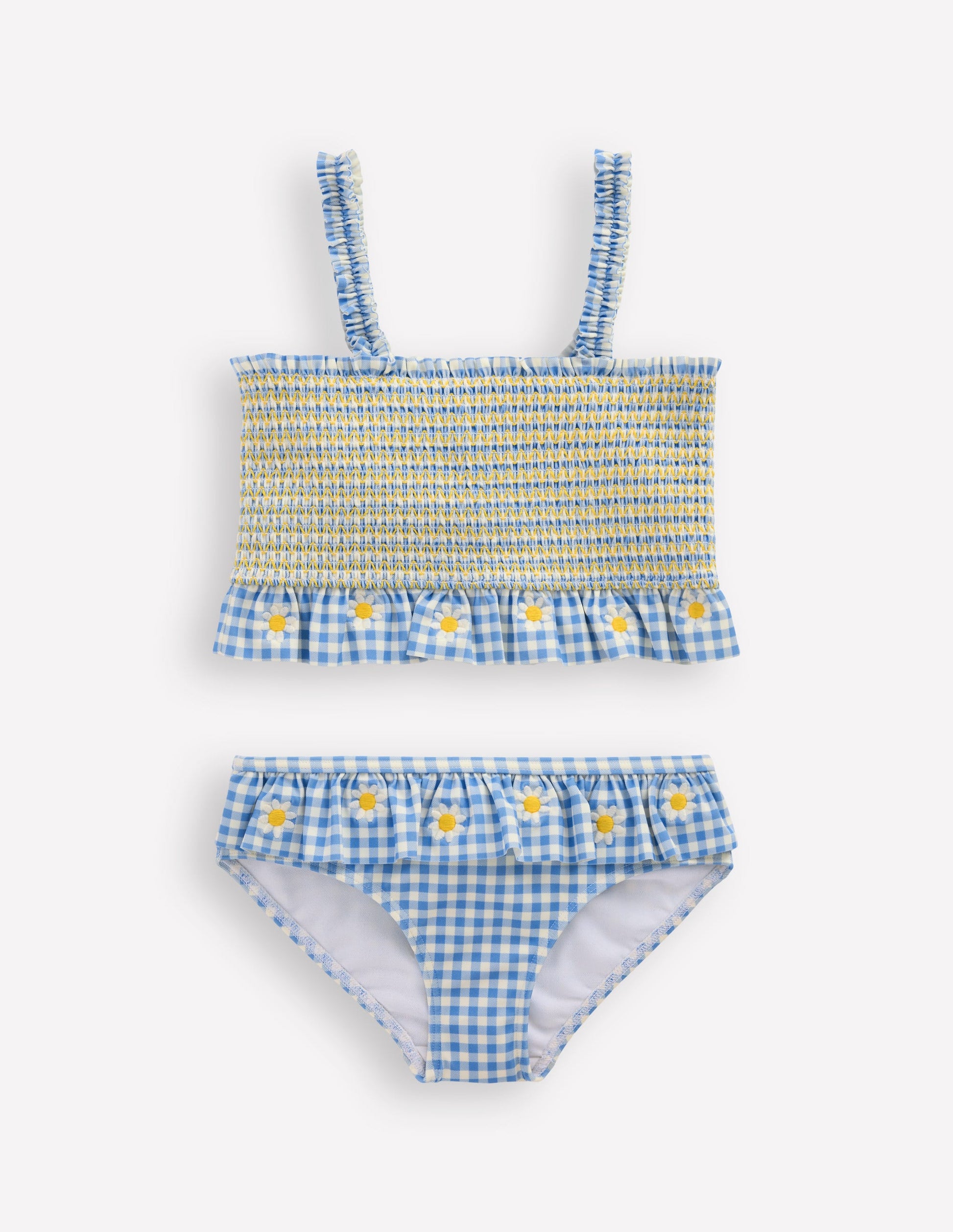 Pretty Peplum Bikini-Smocked Gingham Daisy-1