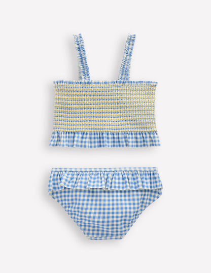 Pretty Peplum Bikini-Smocked Gingham Daisy-2