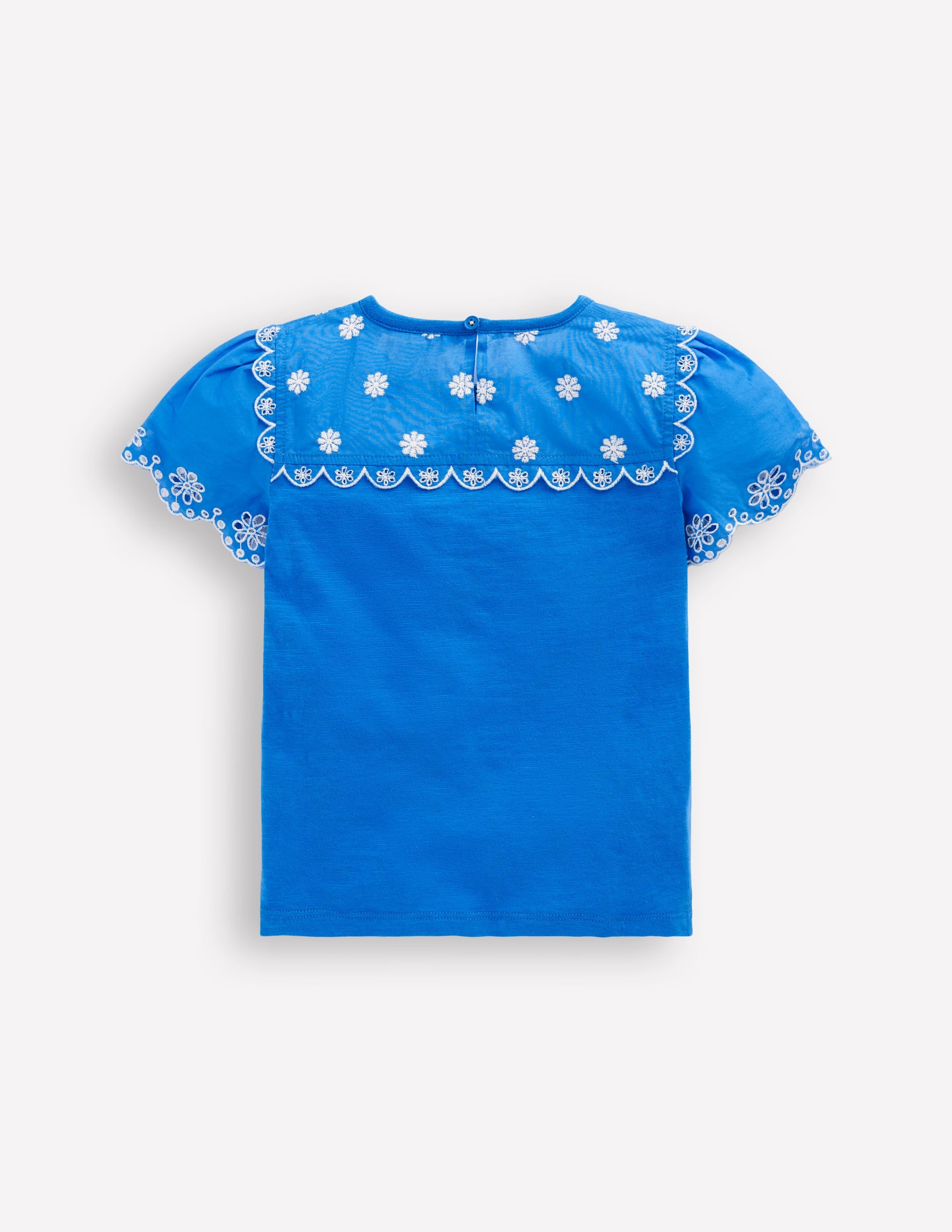Broderie Sleeve Tee-Kingfisher Blue - Image 2