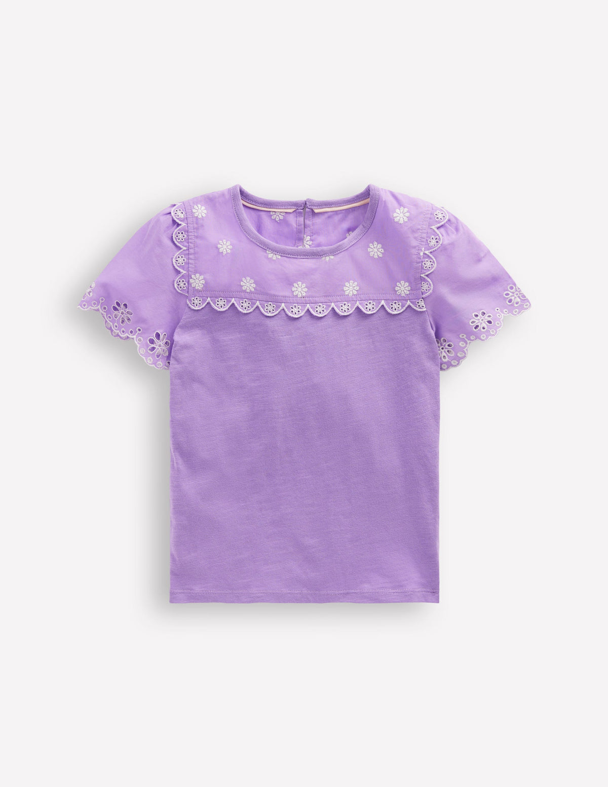Broderie Sleeve Tee-Aster Purple - Image 1
