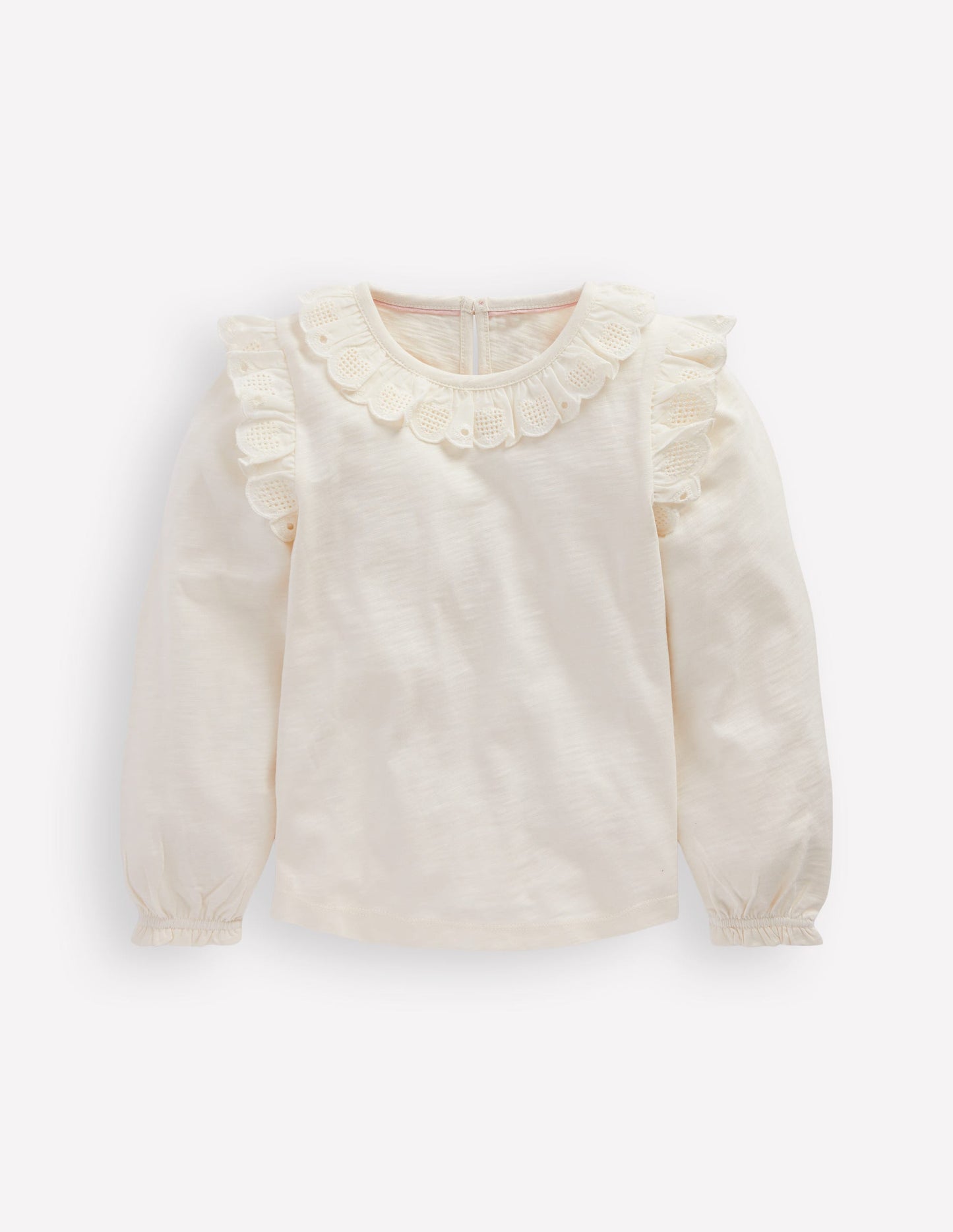 Broderie Heart Trim Top-Soft Ivory