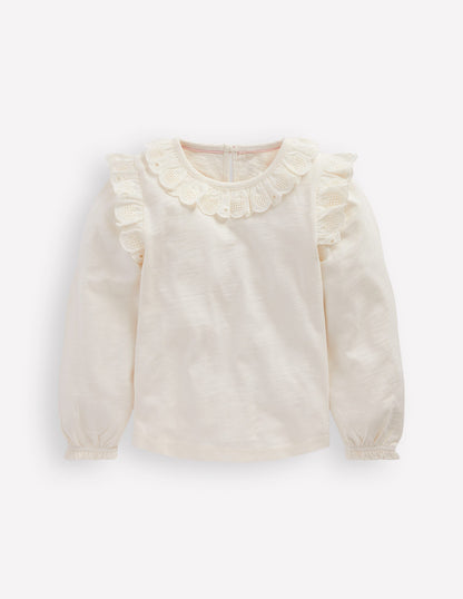 Broderie Heart Trim Top-Soft Ivory-1