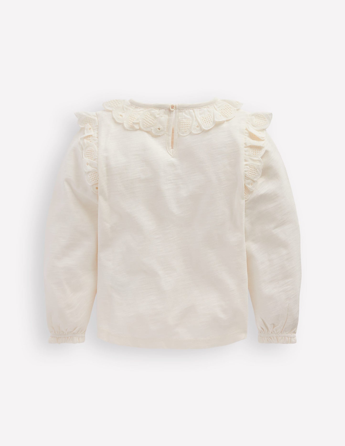 Broderie Heart Trim Top-Soft Ivory