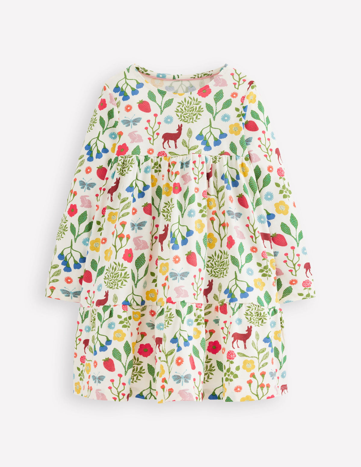 Ariel Long Sleeve Twirly Dress-Soft Ivory Woodland Walk - Image 1