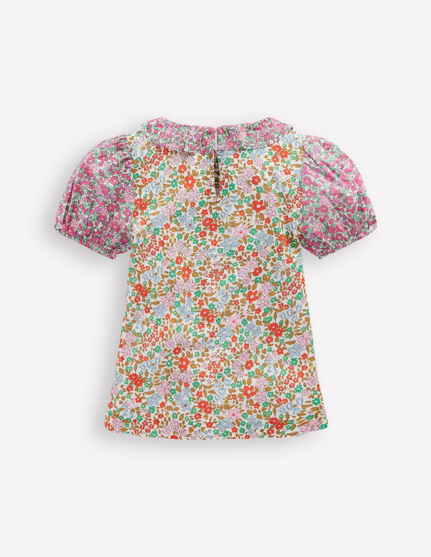 Smocked Frill Neck Blouse-Hotchpotch Floral