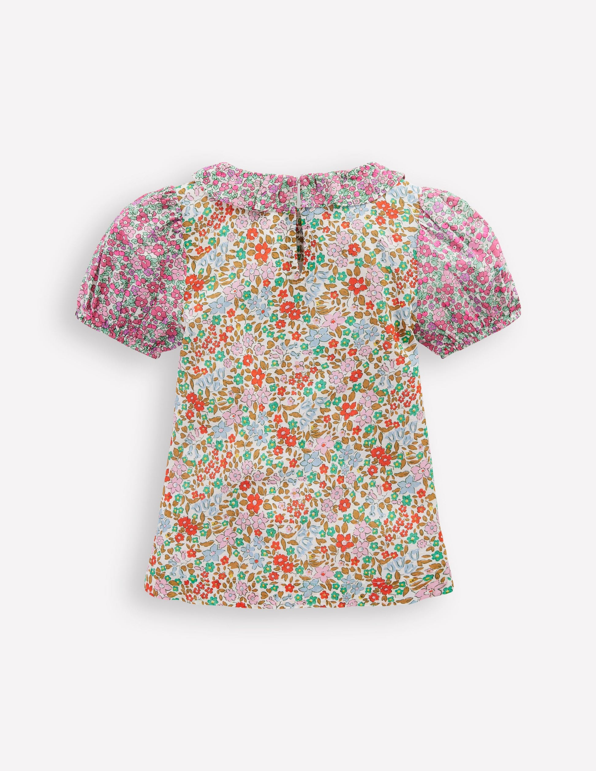 Smocked Frill Neck Blouse-Hotchpotch Floral-2