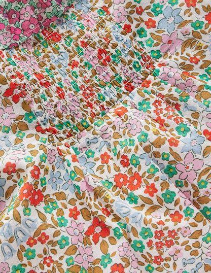 Smocked Frill Neck Blouse-Hotchpotch Floral-3