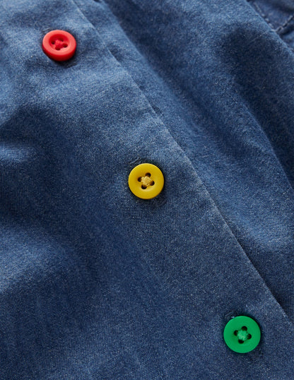 Button-through Mini Skirt-Denim-3