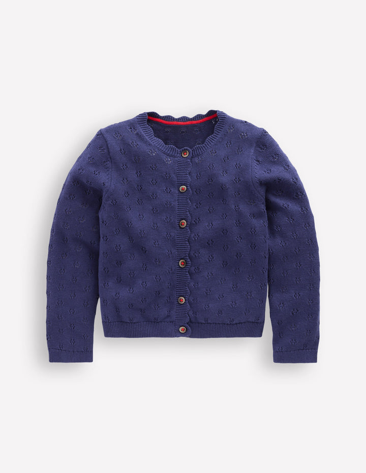 Everyday Scalloped Cardigan-College Navy