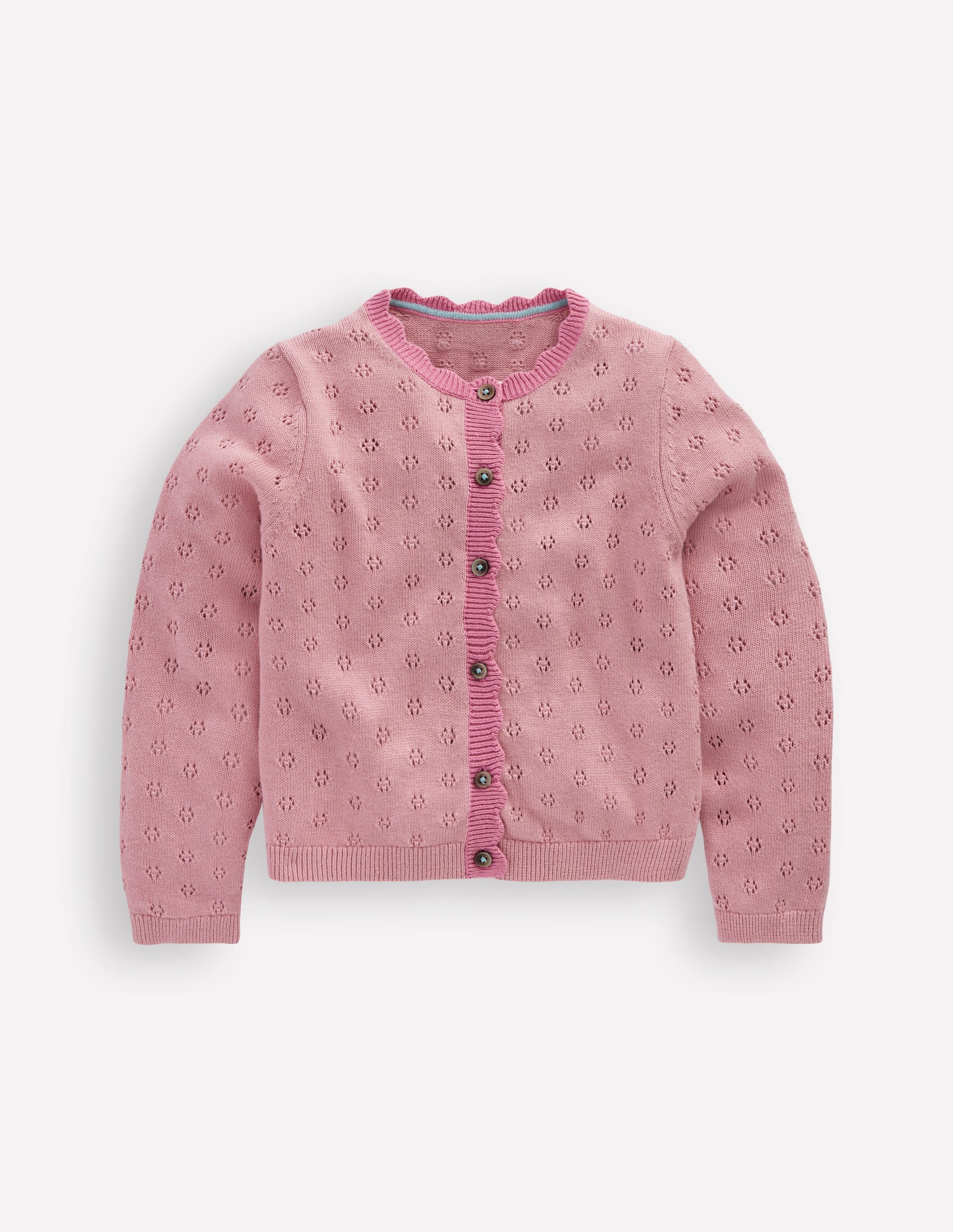 Everyday Scalloped Cardigan-Vintage Pink - Image 1