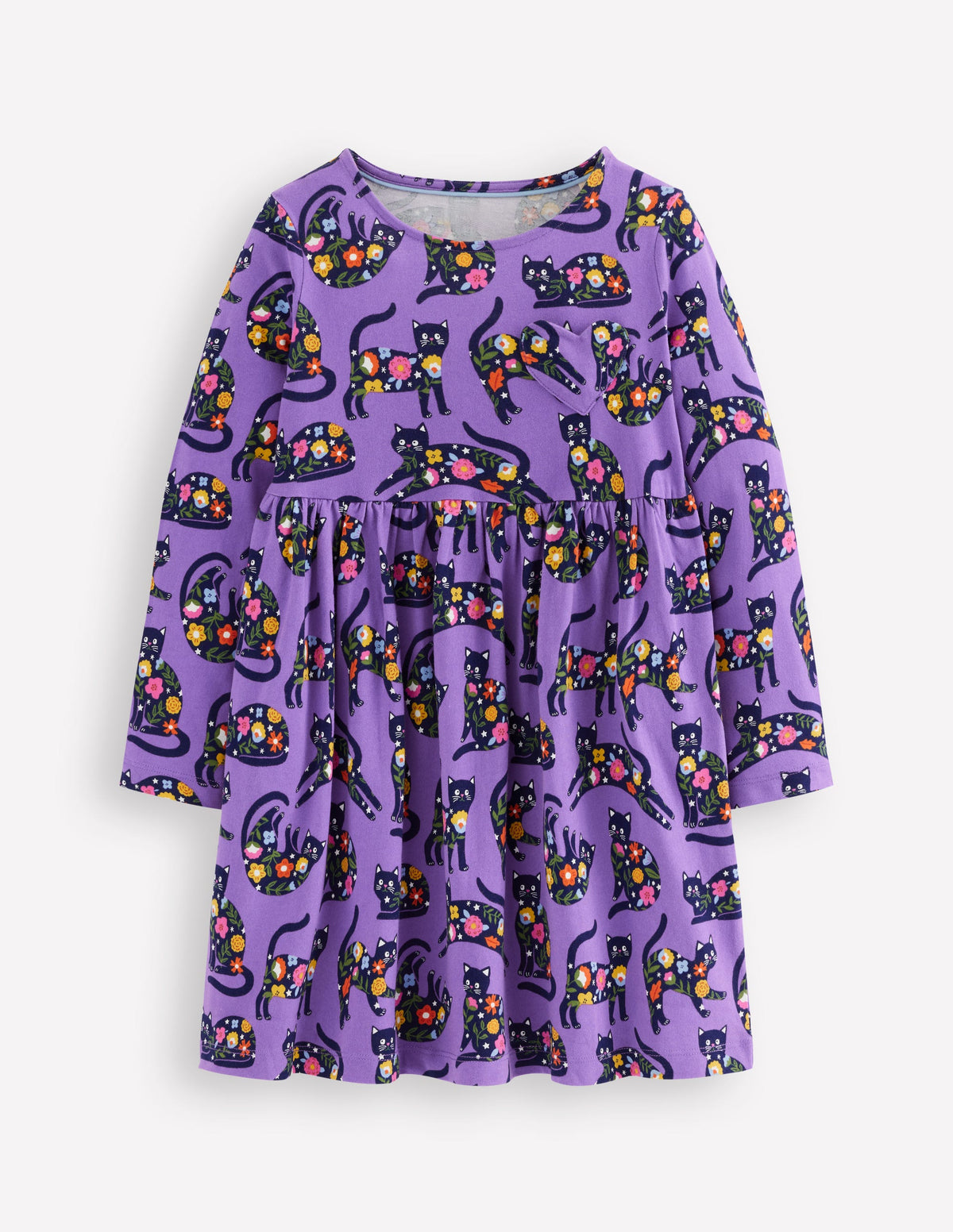 Heart Pocket Fun Jersey Dress-Purple Topaz Spooky Cats - Image 1