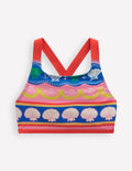 Cross-back Bikini Top-Multi Sea Shell Stripe