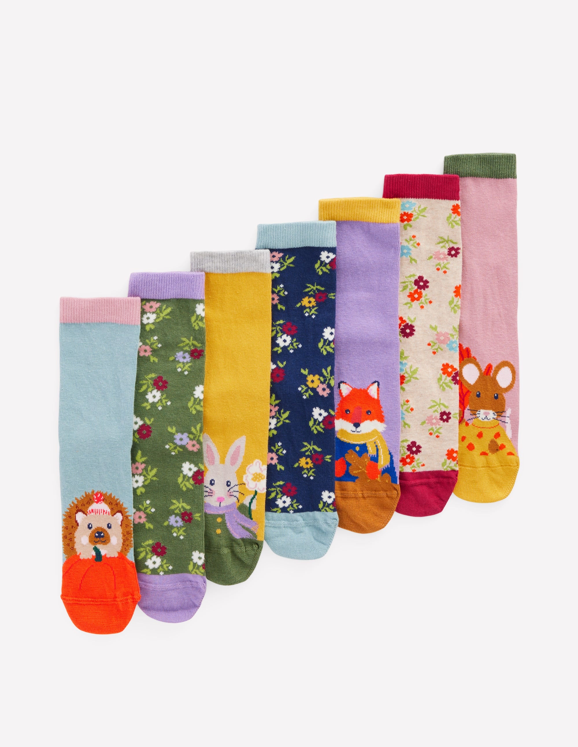 Socks 7 Pack-Autumn Animals - Image 1