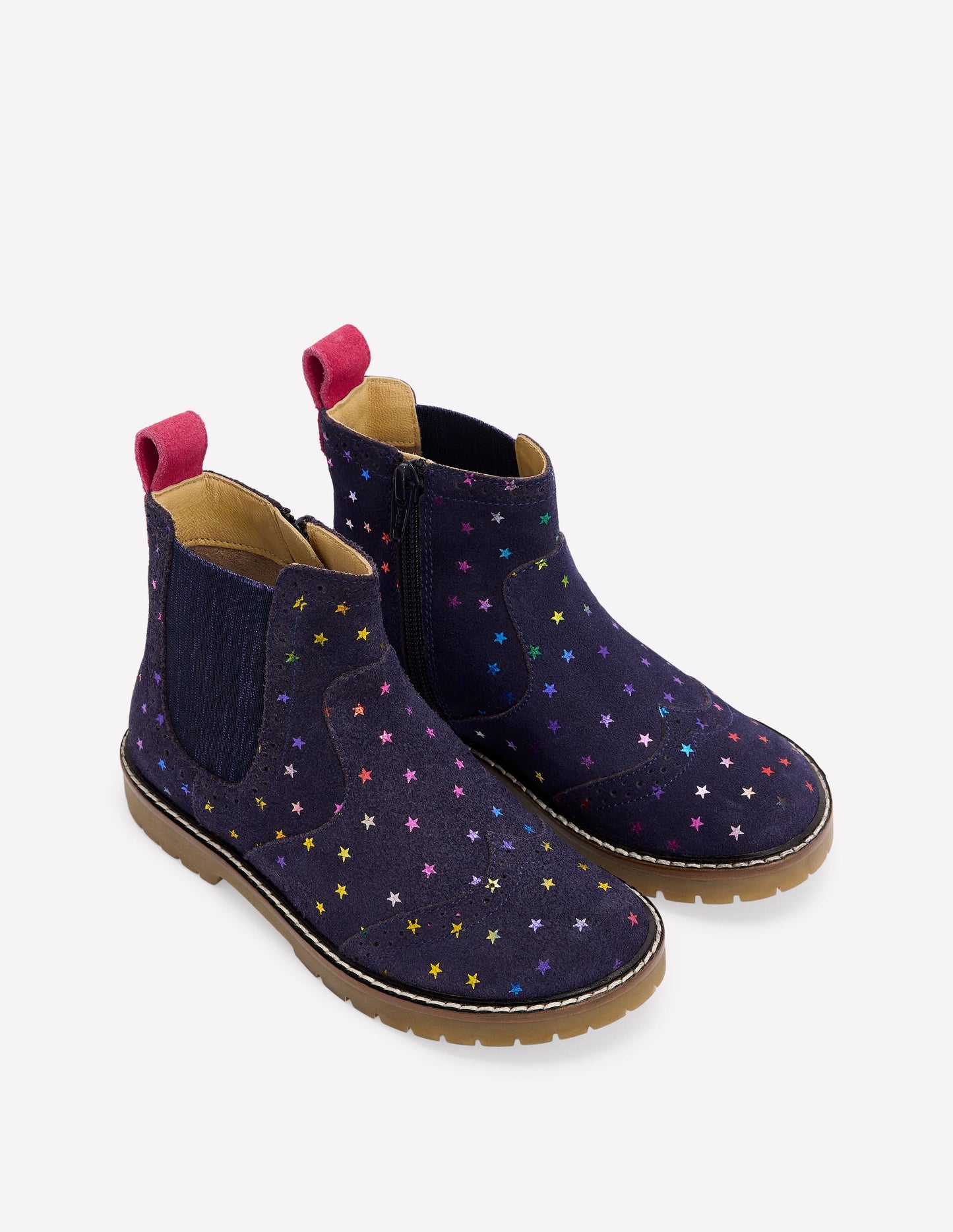 Leather Chelsea Boots-College Navy Metallic stars
