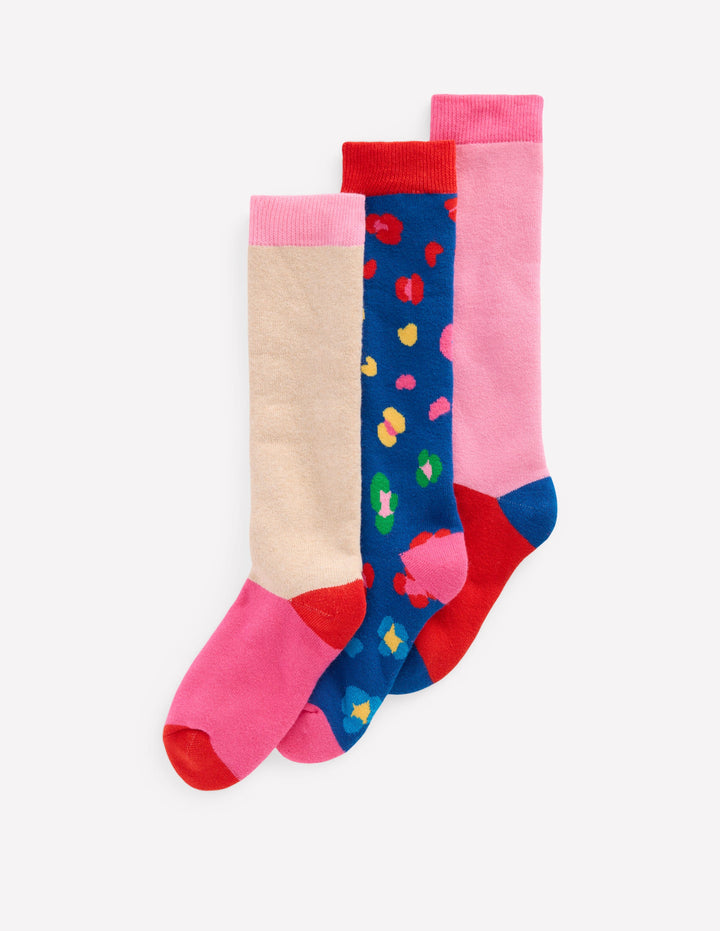 3-pack Ski Socks-Multi Leopard