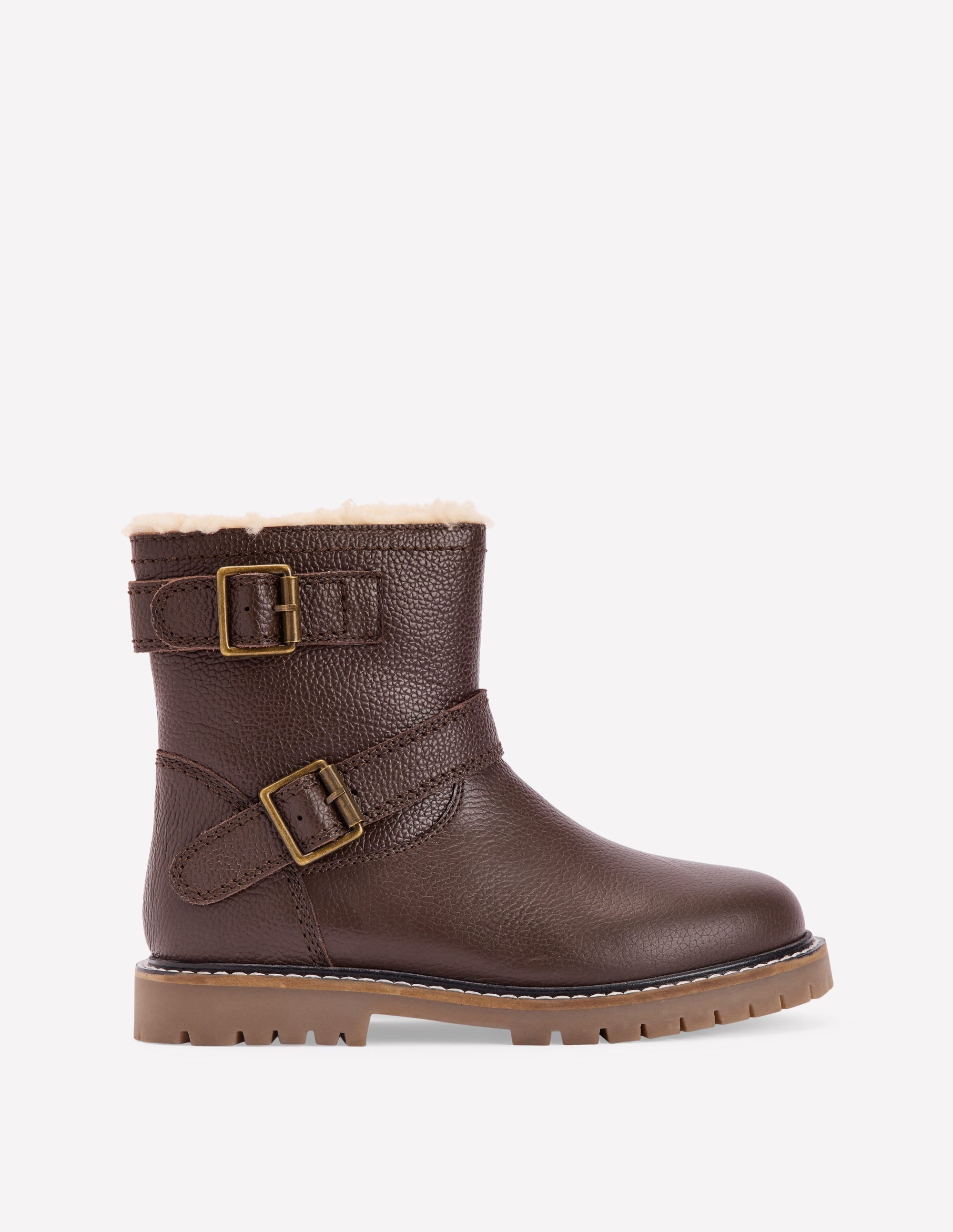 Leather Biker Boots-Dark Chocolate - Image 1