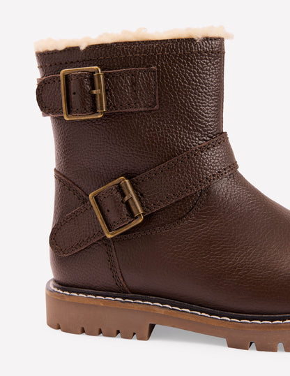 Leather Biker Boots-Dark Chocolate-3