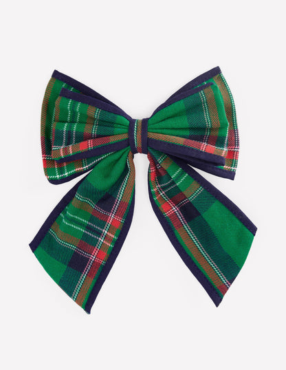 Big Bow Clip-Green Check-1