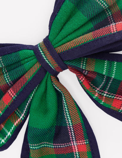 Big Bow Clip-Green Check-2