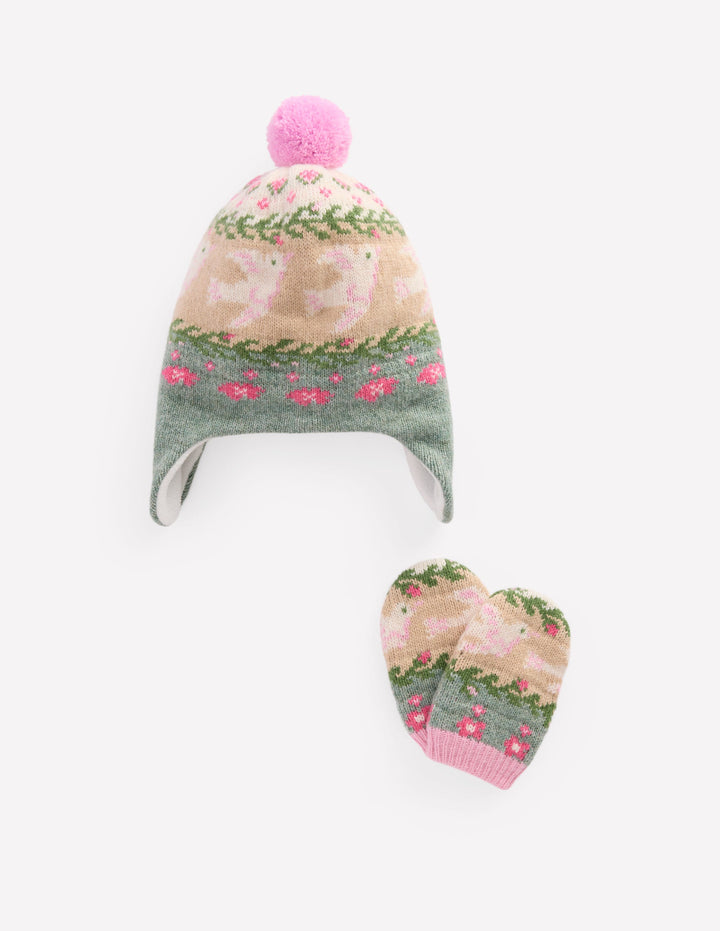 Baby Fair Isle Set (Girls)-Soft Jade Marl Birds