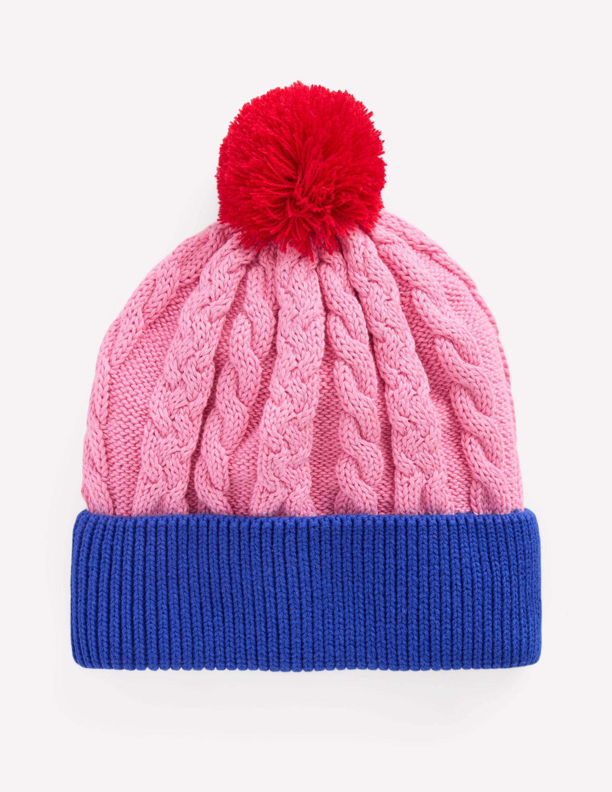 Knitted Beanie-Pink Colourblock-1