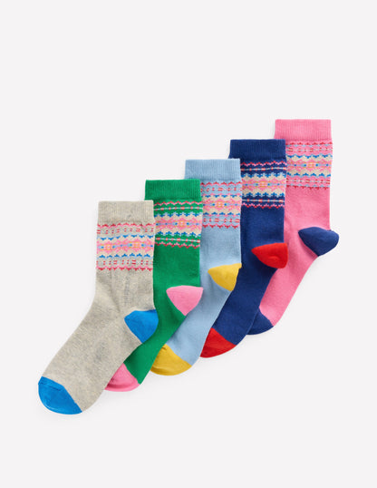 5-pack Fair Isle Socks-Multi Fair Isle-1