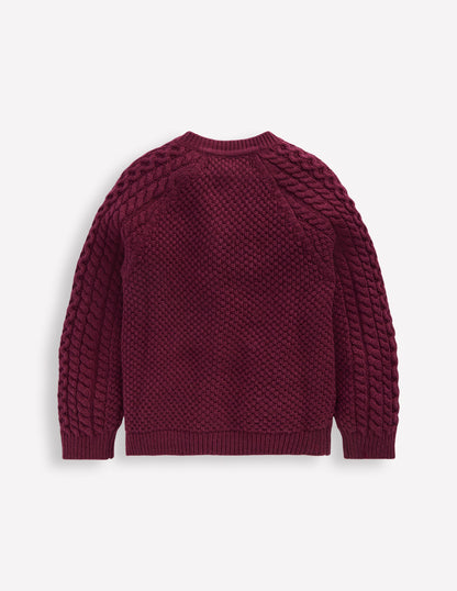 Heritage Cable Cardigan-Plum-2