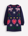 Ida Sweatshirt Appliqué Dress-College Navy Tigers