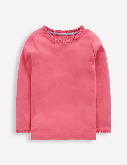 Ribbed Long Sleeve T-shirt-Rose Pink-1