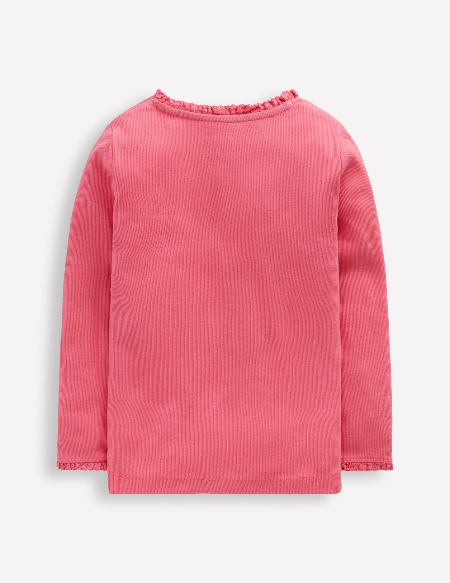 Ribbed Long Sleeve T-shirt-Rose Pink