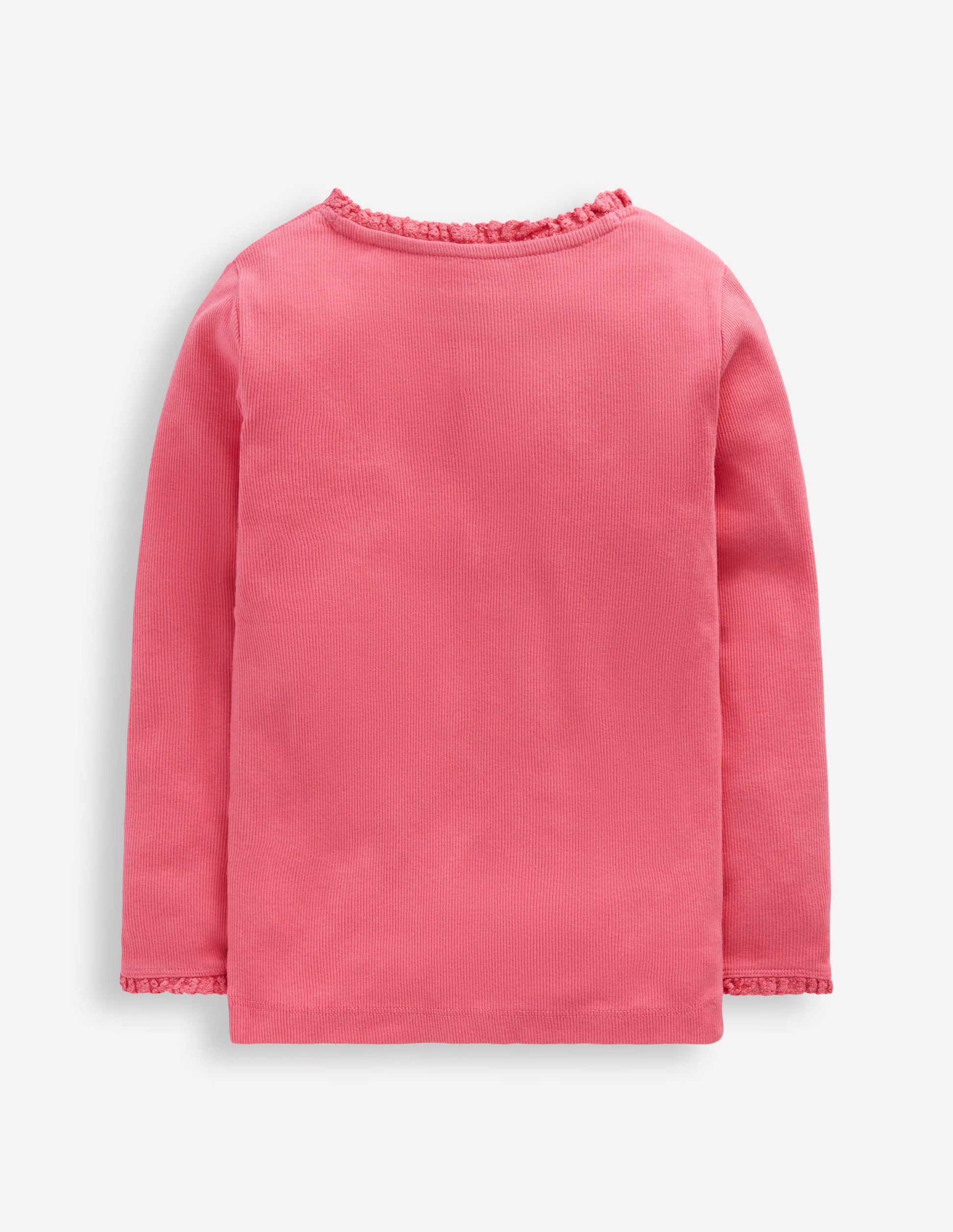 Ribbed Long Sleeve T-shirt-Rose Pink-2
