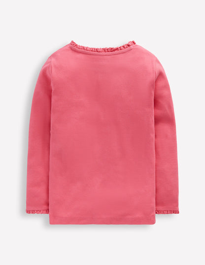 Ribbed Long Sleeve T-shirt-Rose Pink-2