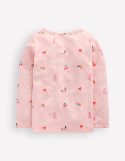 Long Sleeve Pointelle Top-Chalk Pink Parisien-2