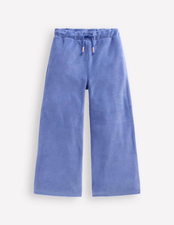 Heart Pocket Velour Sweatpants-Soft Blue