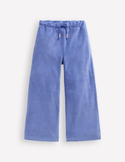 Heart Pocket Velour Sweatpants-Soft Blue-1