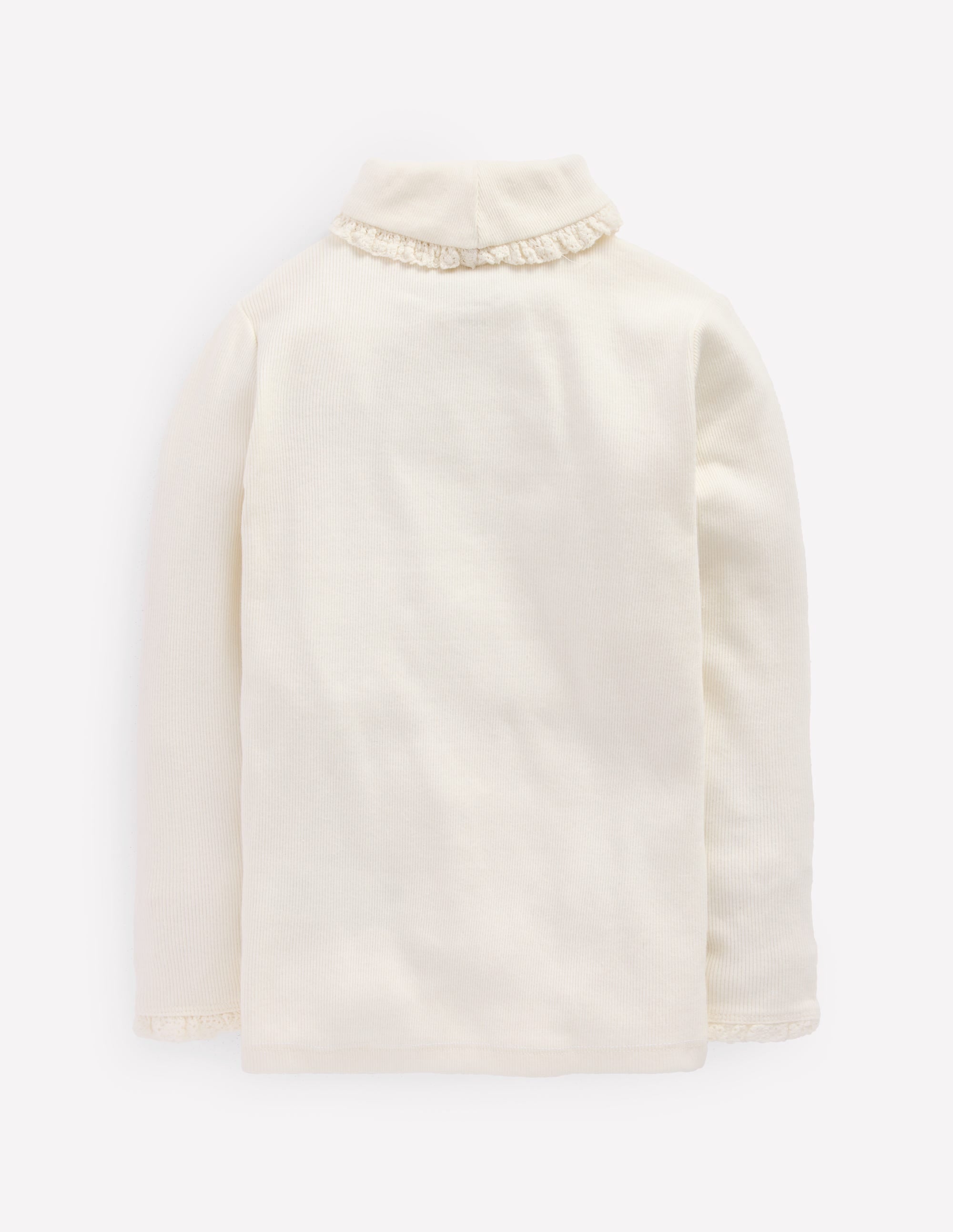 Ribbed Roll Neck Top-Ivory - Image 5