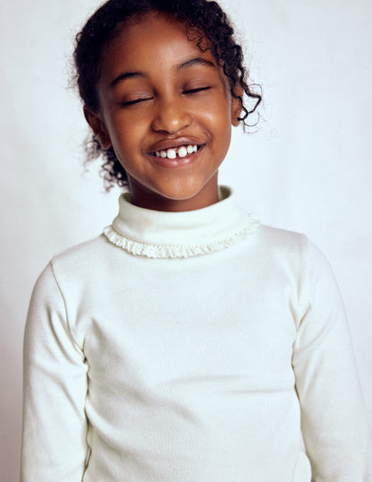 Ribbed Roll Neck Top-Ivory-2