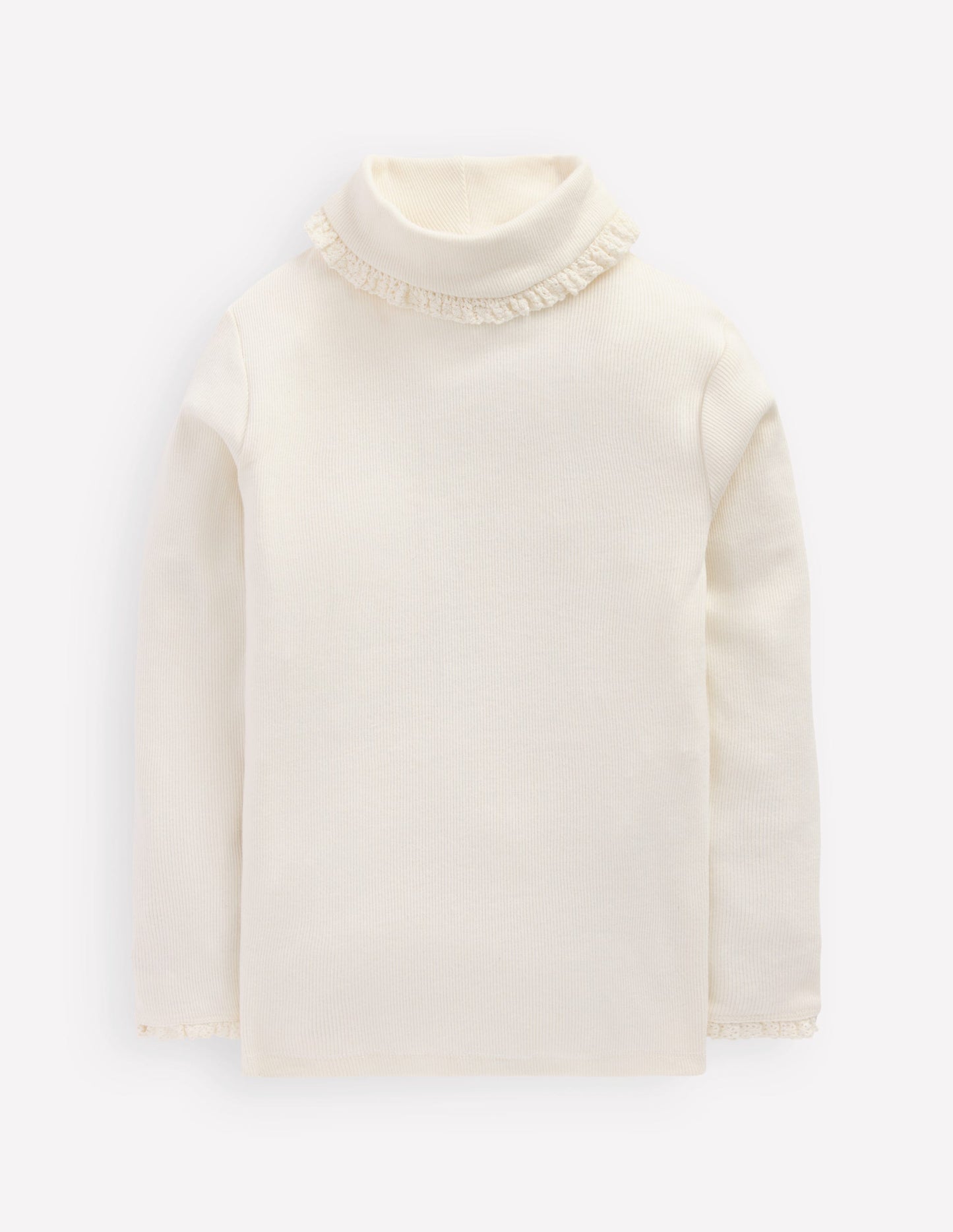 Ribbed Roll Neck Top-Ivory