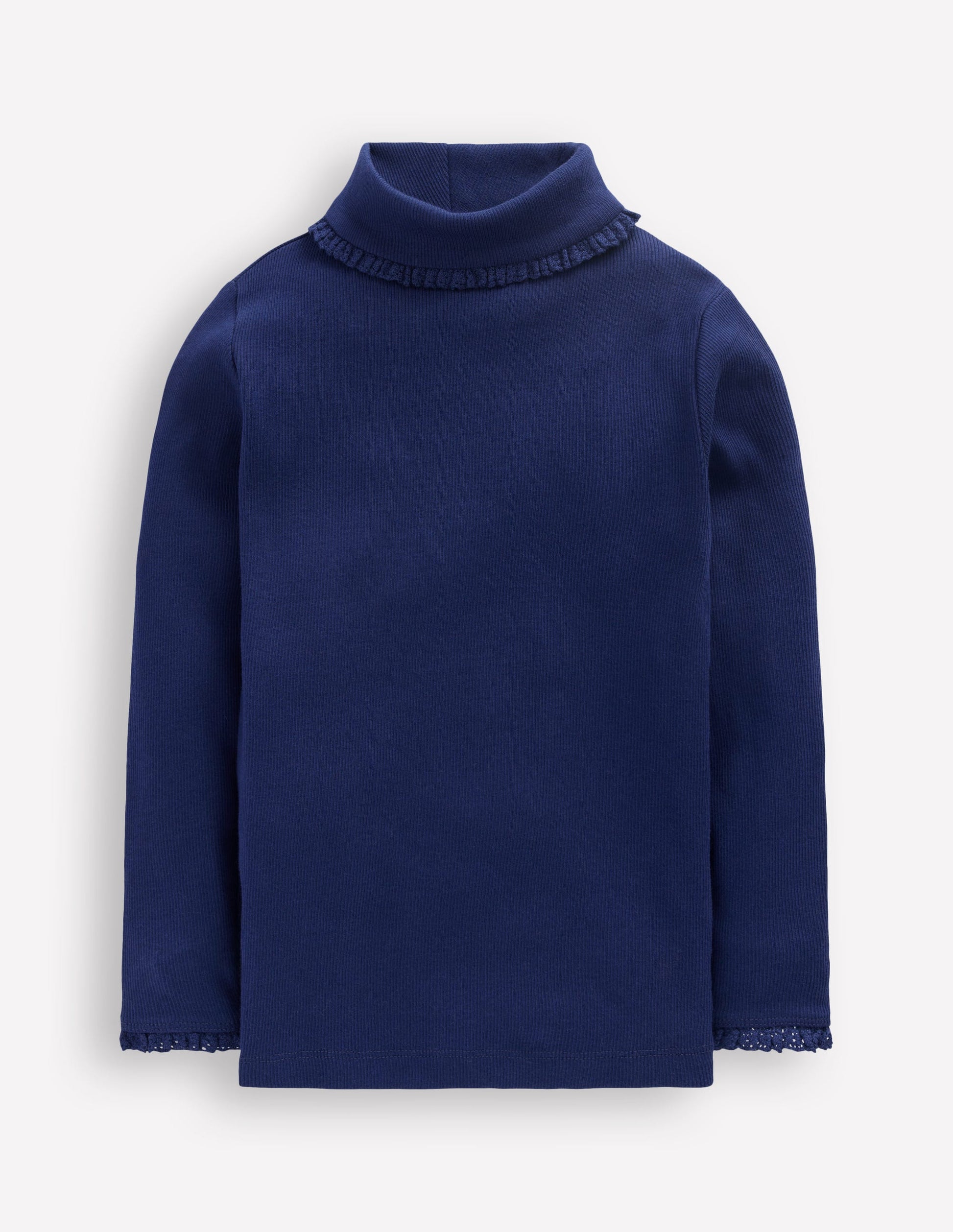 Ribbed Roll Neck Top-College Navy-3