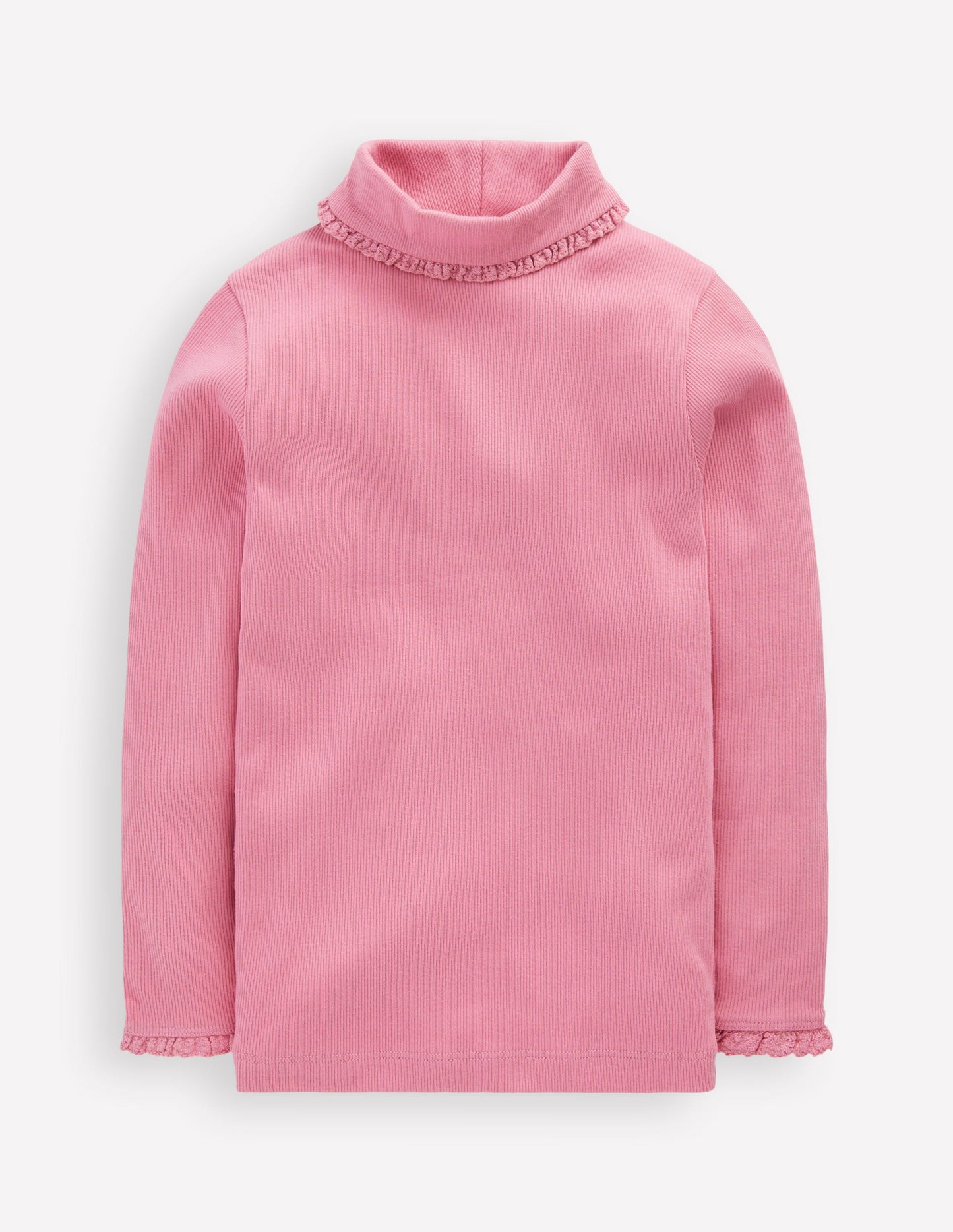 Ribbed Roll Neck Top-Pink Haze