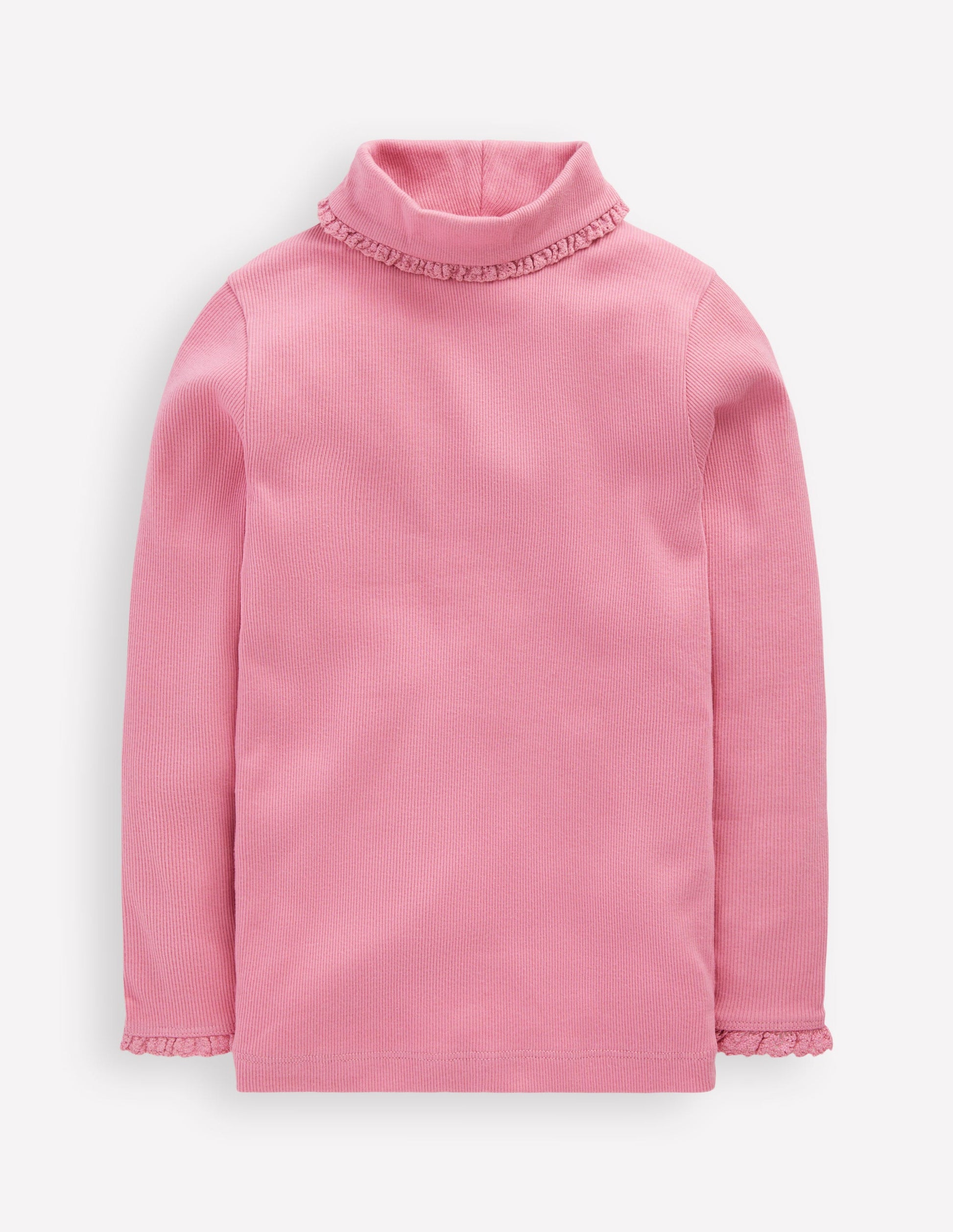 Ribbed Roll Neck Top-Pink Haze-3