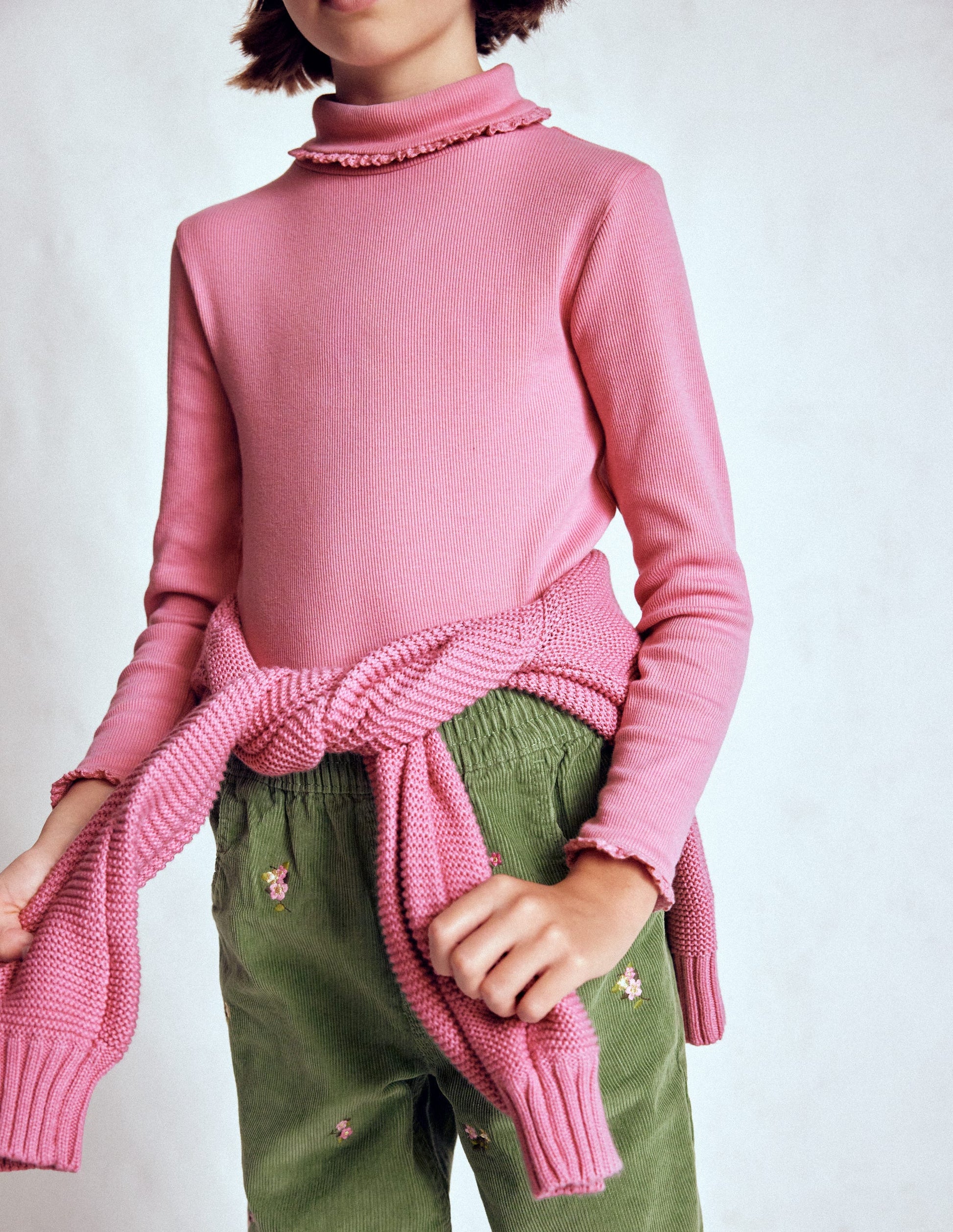 Ribbed Roll Neck Top-Pink Haze-2