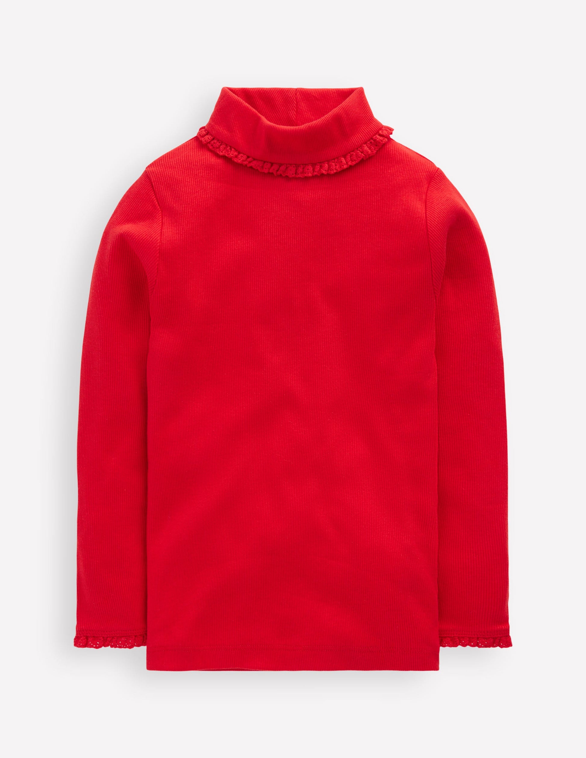 Ribbed Roll Neck Top-Poppy Red-1